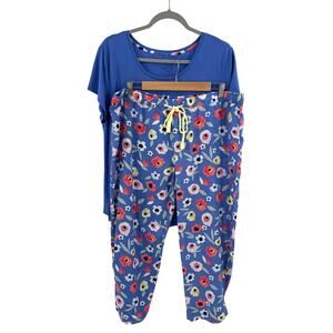 Gilligan & O'Malley Floral Sleep Set in blue Size XXL
